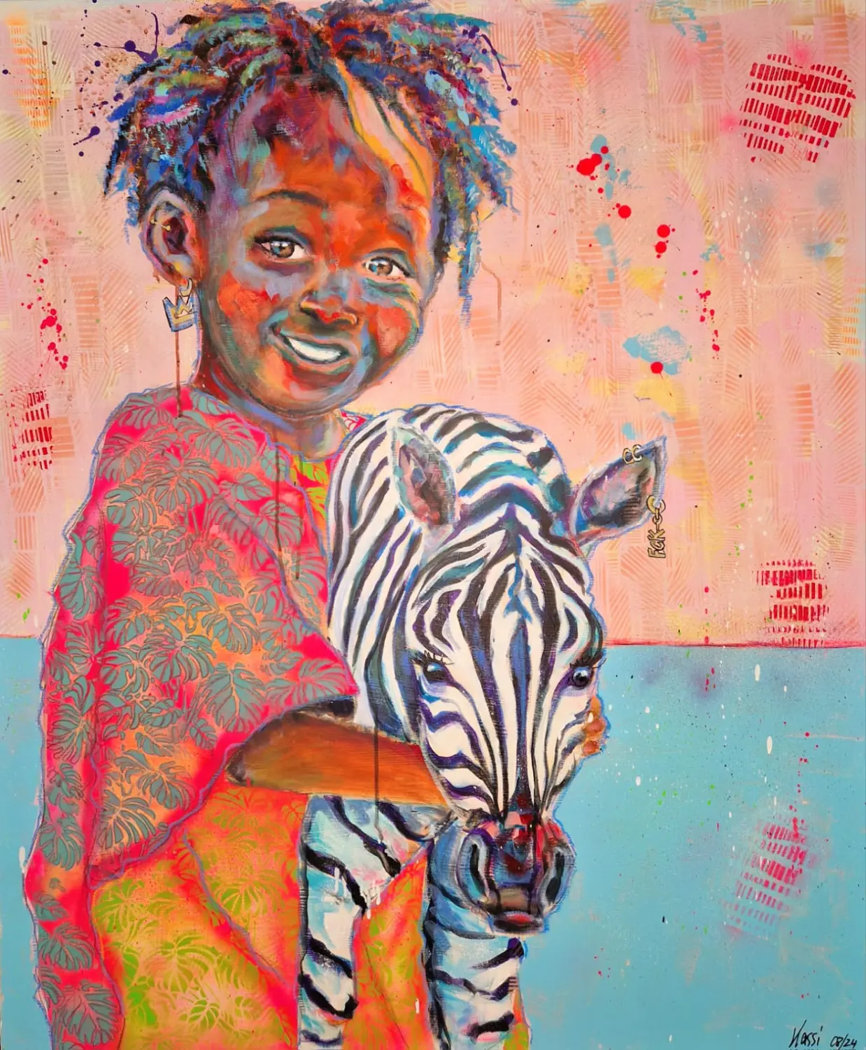 Schmetterling auf Mädchengesicht-Kunstwerk von Kassarti 